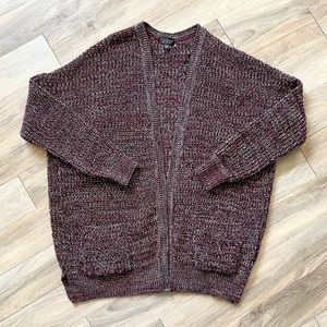 Topshop Cardigan Open Front Chunky Knit Maroon Burgundy Size S